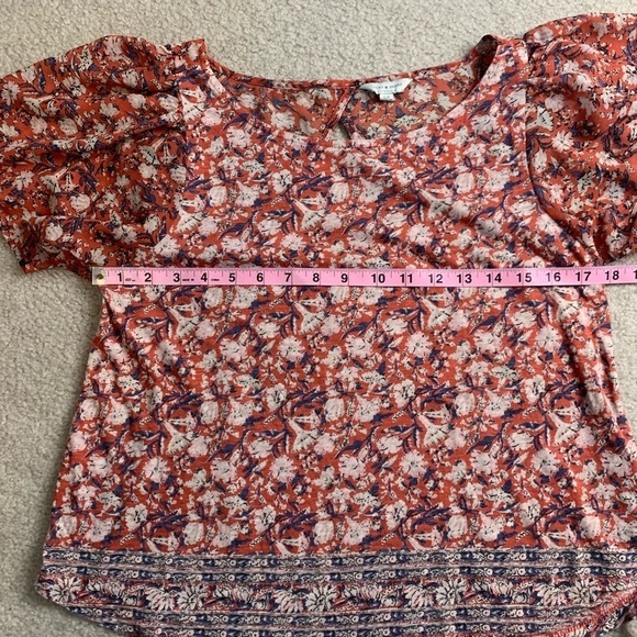 Lucky Brand Flutter Sleeve Floral Boho Feminine Summer Top Women Small - Picture 4 of 6